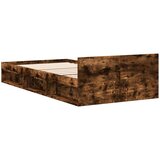 vidaXL Posteljni okvir s predalom dimljen hrast 75x190 cm inž. les | Shoptok.si