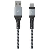 Energizer Polnilni in podatkovni kabel USB-A na USB-C iz pletenega najlona 2m proti zapletanju, Srebrna, (5000220220) | Shoptok.si