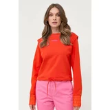 Boss Bombažen pulover ženska, oranžna barva