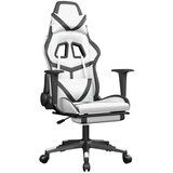 The Living Store Masažni igralni stol z oporo za noge Bela in črno umetno usnje - Gaming Stol, (21625087) | Shoptok.si