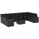  11-dijelni set vrtnih sofa od poliratana s jastucima crni Crna 100 x 55 x 73 cm | shoptok.hr