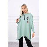  Oversized sweatshirt with asymmetrical sides dark mint | shoptok.hr