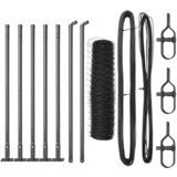 vidaXL Ograja v obliki šestkotnika Siva 0.4x10 m Jeklo, Ograjni stebri s podložnimi ploščami 7 kos Ø32mm 50cm Galvanizirano jeklo | Shoptok.si