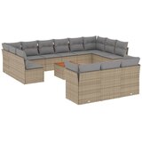 Maison Chic Seti vrtnega pohištva - Vrtna garnitura - Vrtni pohištvo set 14-delna z blazinami bež poli ratan, (21810430) | Shoptok.si