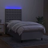  Krevet box spring s madracem LED svjetlosivi 80x200 cm tkanina | shoptok.hr