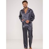 De Lafense Pyjamas 939 Satin L/R M-4XL Men's Zip-Up Grey 090 | shoptok.hr