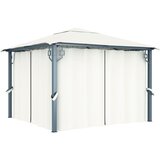  Sjenica sa zastorima i LED svjetlima 300 x 300 cm krem aluminij | shoptok.hr
