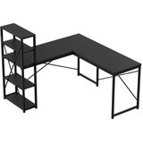  Kutni radni stol s policama Leader 5.9 crni 145 cm | shoptok.hr