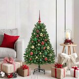 vidaXL Umestno božično drevo z LED lučmi Zelena 120 cm PVC in kovina | Shoptok.si