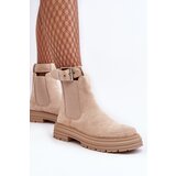 Boto Suede Ankle Boots With Massive Sole Light Beige Ozaro | shoptok.hr