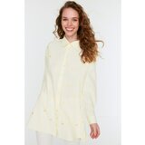 Trendyol Yellow Striped Embroidery Detailed Back Long Woven Shirt Cene