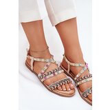 Boto Ladies Sandals With Decoration And Braided Straps Beige Delyra | Shoptok.si