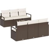  Vrtna garnitura - 7-dijelni set vrtnih sofa s jastučićima smeđa poli ratan 2-sjedna vrtna sofa s prostorom za pohranu i jastuči | shoptok.hr