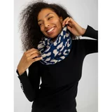 Fashion Hunters Dark blue and light beige patterned women's chimney scarf