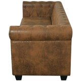 vidaXL Chesterfield kotni kavč trosed umetno usnje bele barve | Shoptok.si