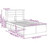  Okvir za krevet s uzglavljem Betonska siva 135 x 190 cm | shoptok.hr