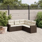 vidaXL 5-dijelni set vrtnih sofa s jastucima poliratan smeđi Cijene