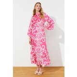 Trendyol Ecru Fuchsia Patterned Satin Woven Evening Dress Cijene