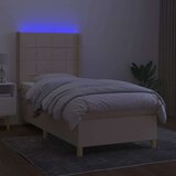  Box spring postelja z vzmetnico LED krem 100x200 cm blago, (20901063) | Shoptok.si