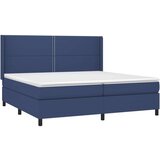  Box spring postelja z vzmetnico LED modra 200x200 cm blago, (20999359) | Shoptok.si