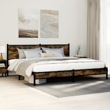 Maison Chic Kovinski Posteljni okvir - Dvoposteljna postelja - Zakonska postelja brez vzmetnice dimljen hrast 200x200cm, (21693031) | Shoptok.si
