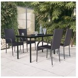  5-dijelni vrtni blagovaonski set s jastucima crni | shoptok.hr