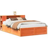 Maison Chic Posteljni okvir - Dvoposteljna postelja - Zakonska postelja brez vzmetnice vošč. rjav 150x200 cm borovina-J13128, (21770725) | Shoptok.si