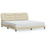Maison Chic Posteljni Okvir - Dvoposteljna postelja brez vzmetnice krem 200x200 cm blago, (22081759) | Shoptok.si