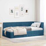  Kutni okvir kreveta s uzglavljem Plava 90 cm x 200 cm Baršun | shoptok.hr