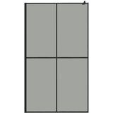 Pregrada za tuš s policom crna 118x190 cm staklo ESG i aluminij | Eponuda.ba