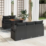 vidaXL 6-delni vrtni set zof s blazinami črn poli ratan | Shoptok.si