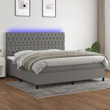 The Living Store Box spring postelja z vzmetnico LED temno siva 200x200 cm blago - Box Spring Postelja, (21520970) Cene