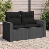 vidaXL Vrtna sofa s jastucima za 2 osobe, crna, poli ratan Cijene