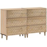 vidaXL Stranska omarica 2 kosa 60x33x75 cm trden mangov les | Shoptok.si