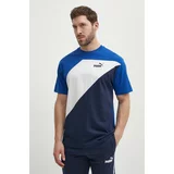 Puma Bombažna kratka majica POWER moška, mornarsko modra barva, 678929