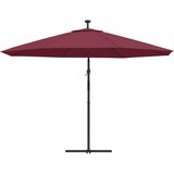  Konzolni suncobran s LED svjetlima 350 cm bordo | shoptok.hr