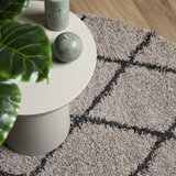  Čupavi tepih PAMPLONA s visokim vlaknima bež-antracit Ø 100 cm | shoptok.hr