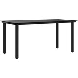  Vrtni blagovaonski stol crni 160x80x74 cm od čelika i stakla | Eponuda.com
