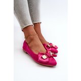 Boto Women's Eco Suede Ballerina Flats with Bow and Brooch Fuchsia Satris | Shoptok.si