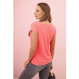 Kesi Women's cotton short-sleeve blouse with "Stay Wild" print neon orange | shoptok.hr