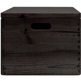 vidaXL Lesena škatla s pokrovom in ročaji črna 40x30x23 cm borovina | Shoptok.si