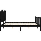  Okvir za krevet s uzglavljem crni 200 x 200 cm od masivnog drva | Eponuda.ba