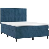  Box spring s madracem LED tamnoplavi 140x200 cm baršun | shoptok.hr