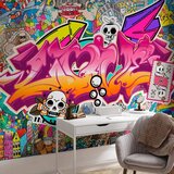  Foto tapeta - Street art - abstract urban colour graffiti mural with lettering 196x140 Samoljepljiva | shoptok.hr