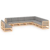  Sedežna garnitura 10-delna z blazinami trdna borovina | Shoptok.si