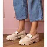 D/CEO marka niezdefiniowana Beige patent loafers with a rhinestone butterfly Sanita | Shoptok.si
