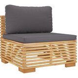 Maison Chic Vrtni srednji kavč - Zunanji kavč s temno sivimi blazinami trdna tikovina, (22041024) | Shoptok.si