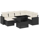 Maison Chic Seti vrtnega pohištva - Vrtna garnitura - Vrtni pohištvo set 8-delna z blazinami črn poli ratan, (21800518) | Shoptok.si