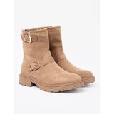 Shelvt Caramel ankle boots with decorative gold buckles | shoptok.hr