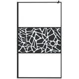Pregrada za tuš s policom crna 115x195 cm staklo ESG i aluminij | shoptok.hr